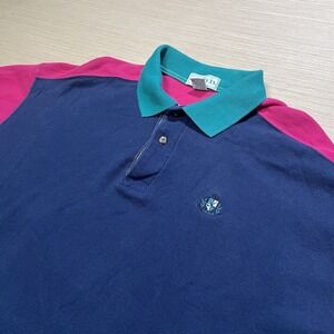 Vintage 80s IZOD Men's Short Sleeve Polo Golf Shirt Color Block Made In USA